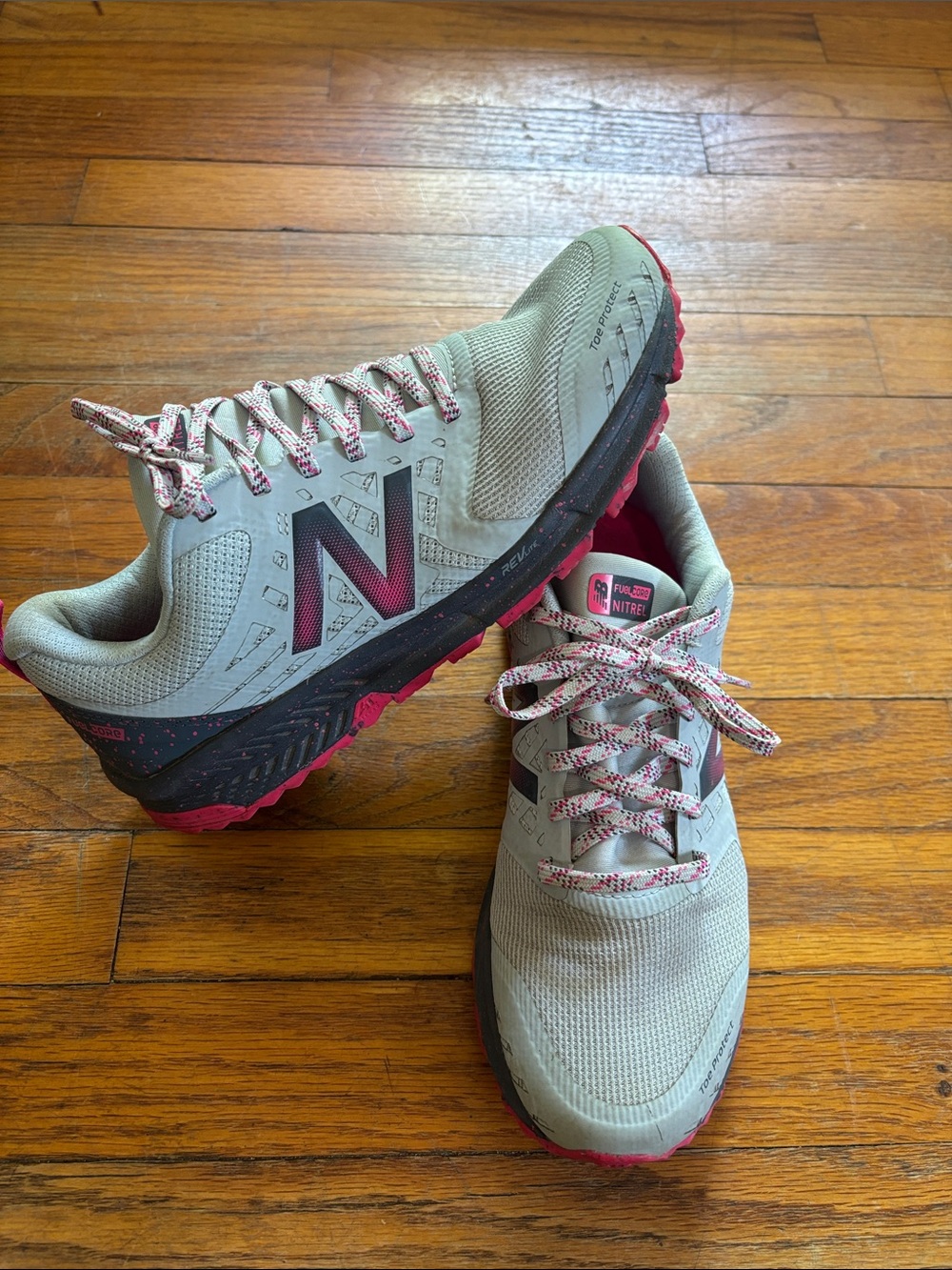 New Balance Gray and Pink Fiel core nitrel  Trail running Sneakers